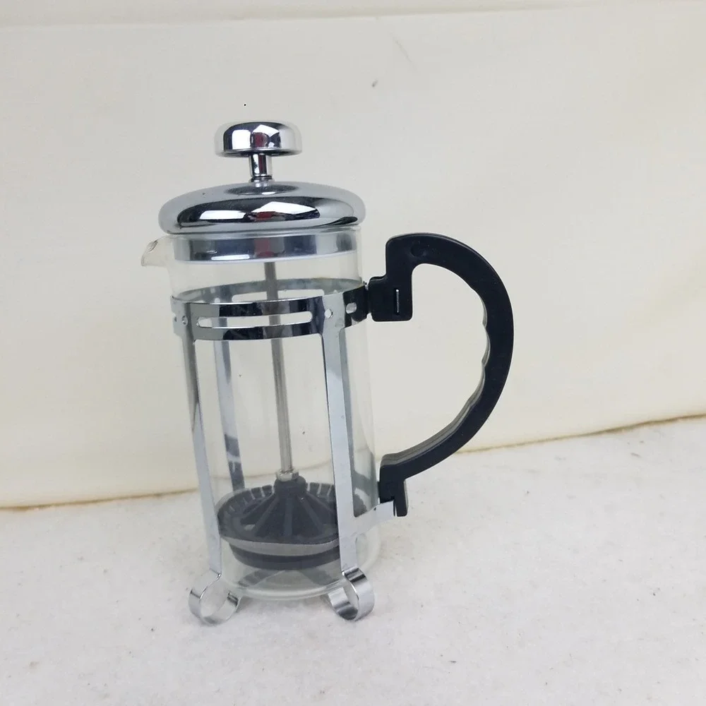 French Press Coffee Maker, Silver Chrome Accent sm‎ 2 cup personal 14 oz - Picture 2 of 8